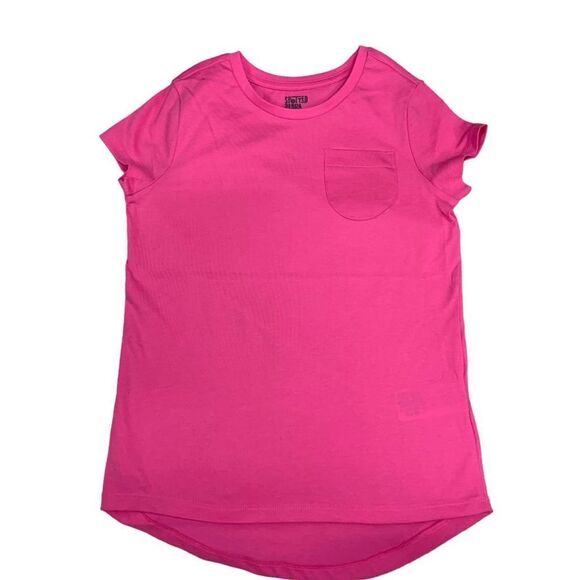 Spotted Zebra Girls size XXL 14 16 Pink cotton High low Pocket T-shirt top - Picture 10 of 11